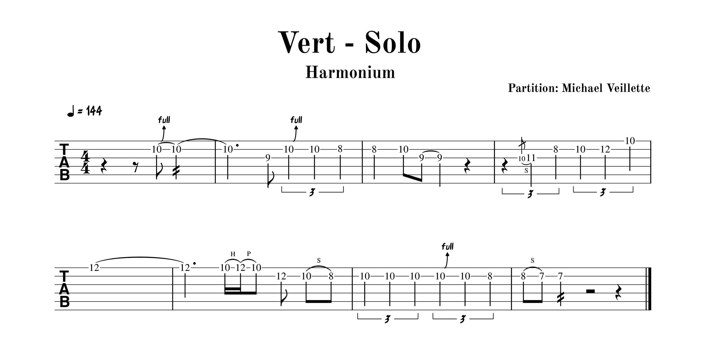 Harmonium - Vert - Solo de guitare avec partition