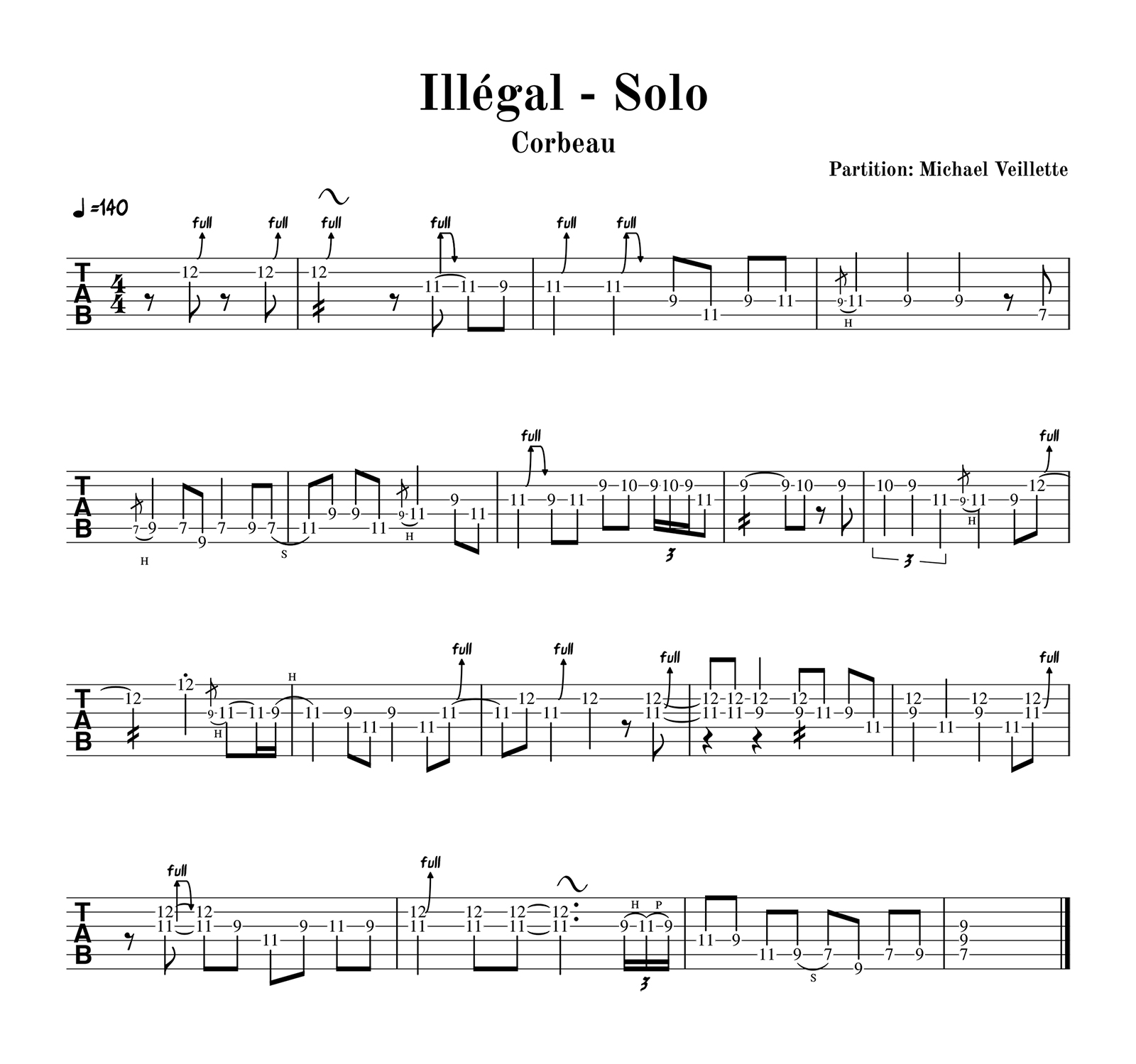 Corbeau - Illégal - Solo de guitare avec partition