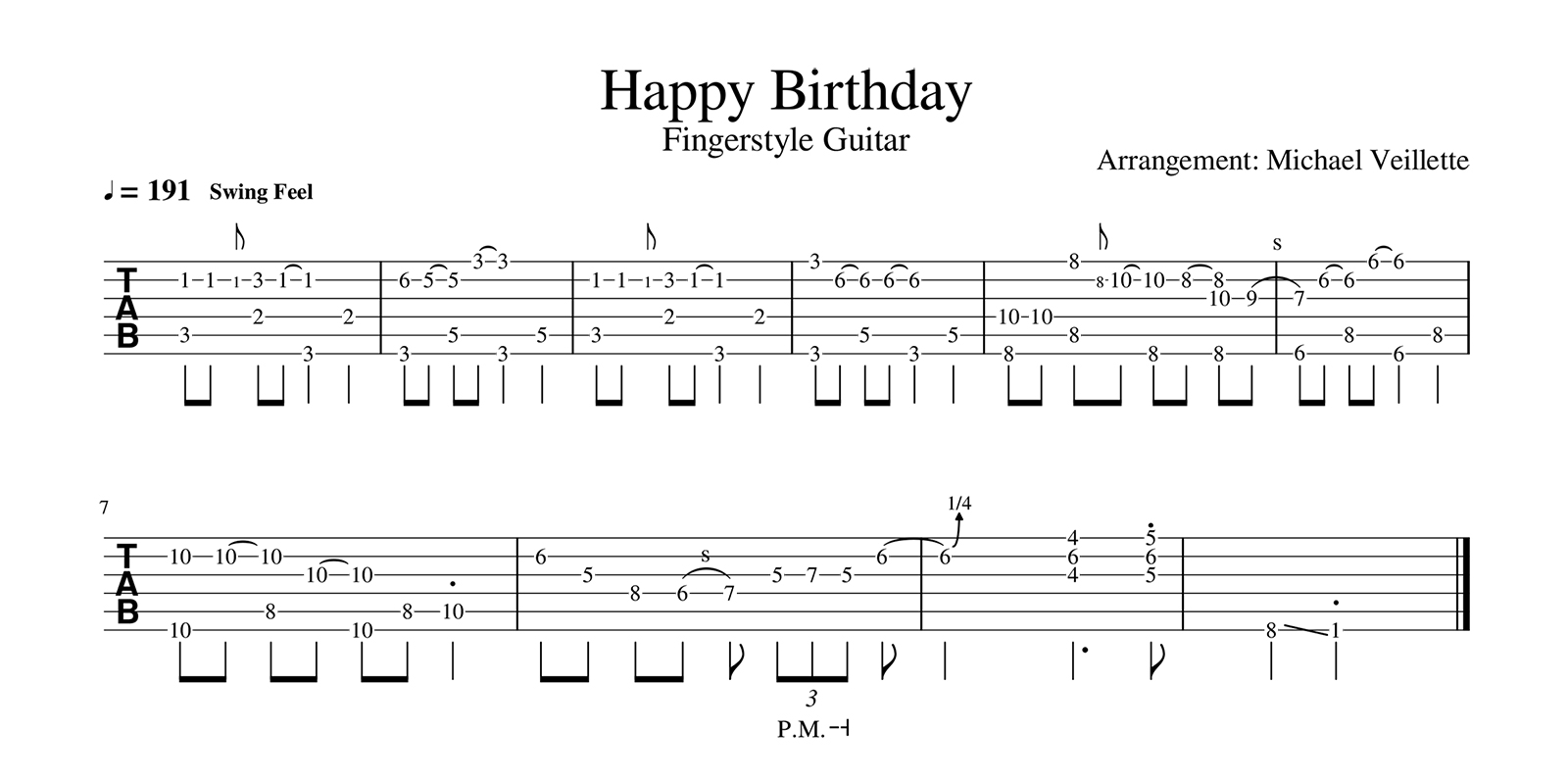 Joyeux Anniversaire - Arrangement Fingerstyle Électrique + partition