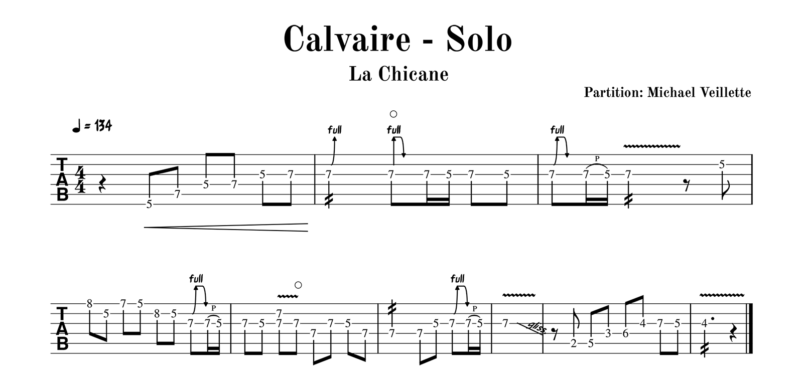 La Chicane - Calvaire - Solo de guitare avec partition