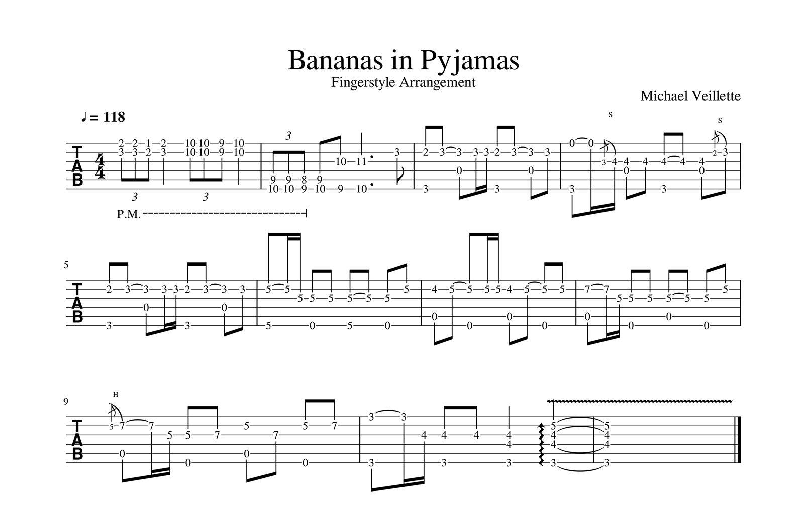 Bananas in Pyjamas - Electric Fingerstyle Solo Guitar Arrangement